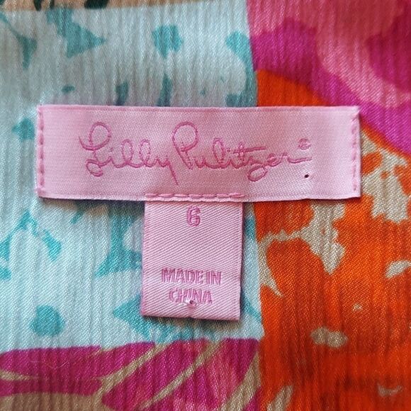 Lilly Pulitzer Silk Patchwork Circle Pleat Skirt 6 - Picture 6 of 8